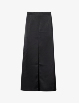 THE FRANKIE SHOP: Kacey mid-rise split-hem satin midi skirt