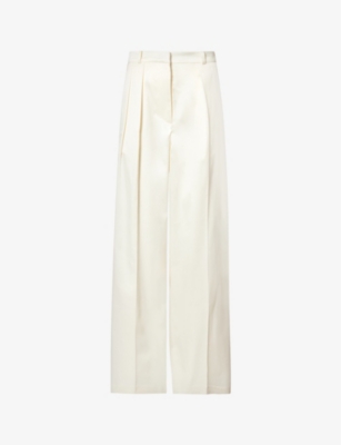 THE FRANKIE SHOP ELIANE PLEATED HIGH-RISE WIDE-LEG TROUSERS