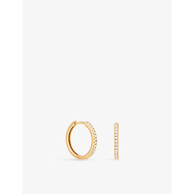 Astrid & Miyu Essential 18ct Yellow Gold-plated Sterling-silver And Cubic Zirconia Hoop Earrings