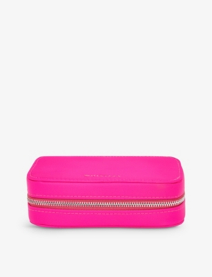 Whistles Womens Pink Della Logo-debossed Zip-up Nylon Jewellery Box