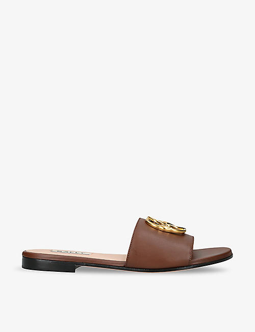 BALLY: Ghis logo-plaque leather sandals