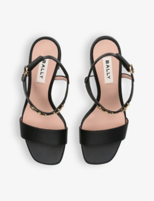 Shop Bally Womens Black Lesya 55 Leather Heeled Sandals