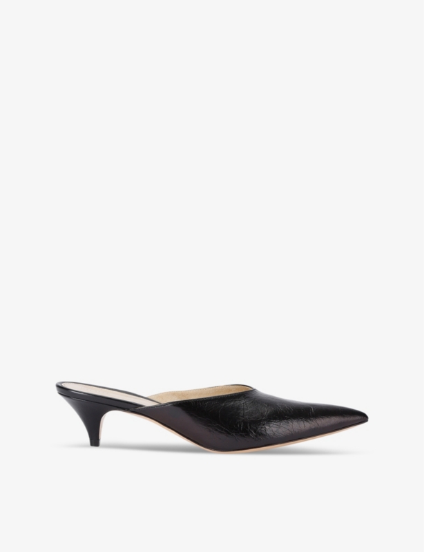 River pointed-toe leather heeled mules