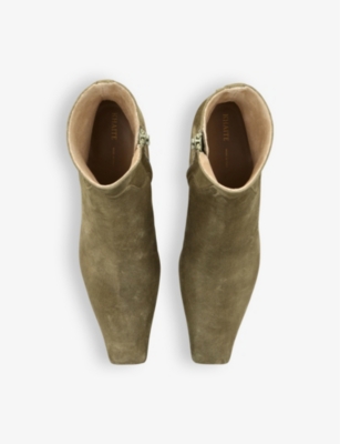 Shop Khaite Women's Khaki Marfa Square-toe Suede Ankle Boots