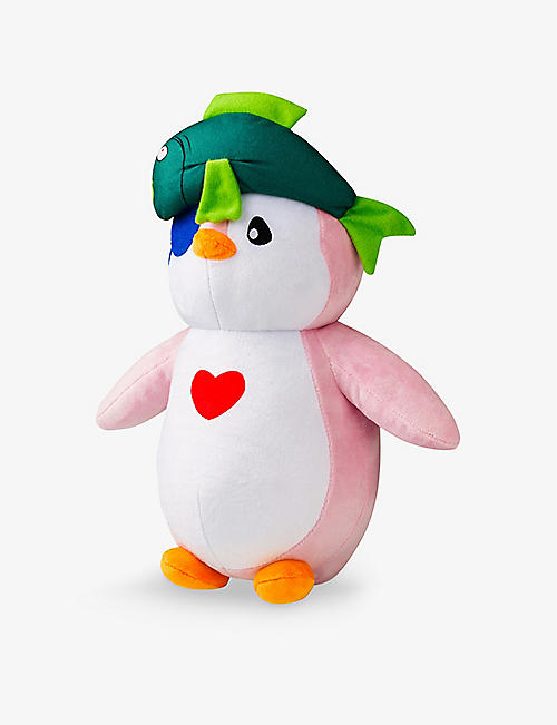 PUDGY PENGUINS: Fish-embellished penguin soft toy 30cm