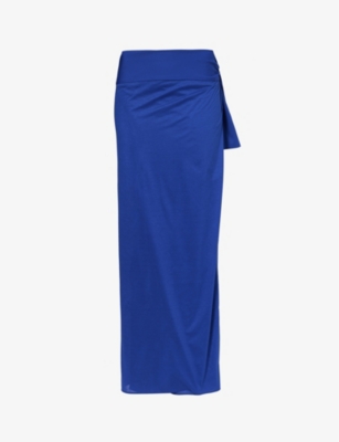 Eres Peplum Wrap-around Stretch-jersey Sarong In Indigo