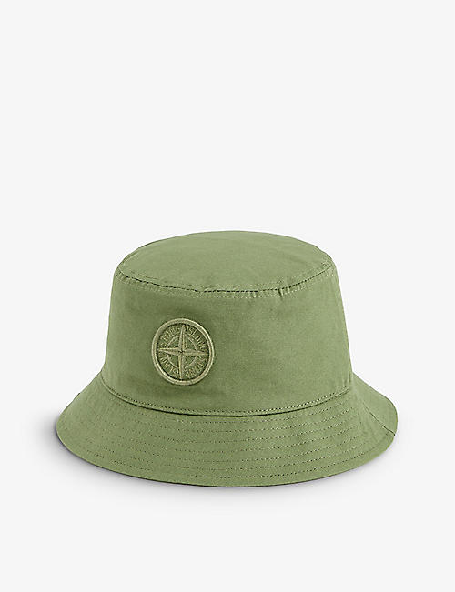 STONE ISLAND: Logo-patch cotton-twill bucket hat