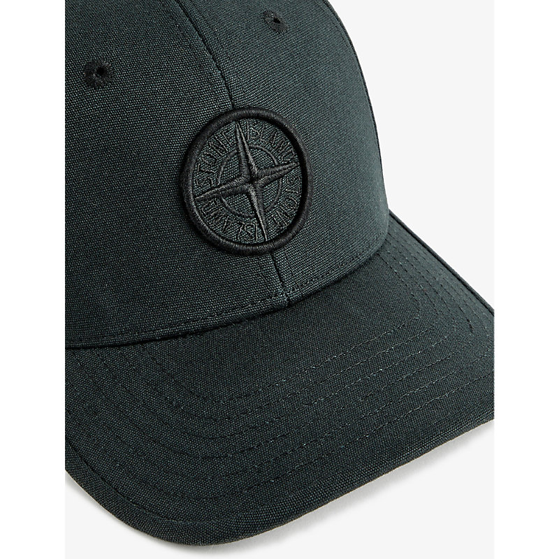 Shop Stone Island Boys Black Kids Logo-embroidered Cotton-twill Cap