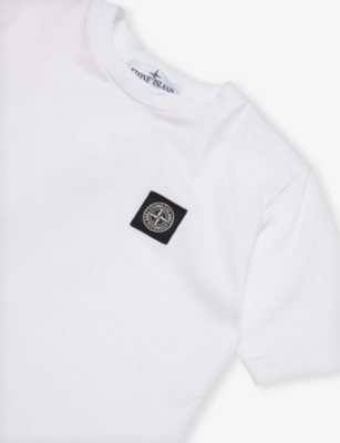 Shop Stone Island Boys White Kids Logo-print Short-sleeve Cotton-jersey T-shirt 4-14 Years