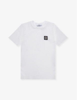 Stone Island Boys White Kids Logo-print Short-sleeve Cotton-jersey T-shirt 4-14 Years In White