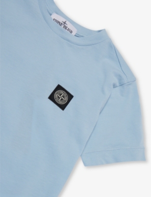 Shop Stone Island Boys Blue Kids Logo-badge Short-sleeve Cotton-jersey T-shirt 4-14 Years