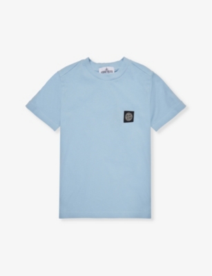 Shop Stone Island Boys Blue Kids Logo-badge Short-sleeve Cotton-jersey T-shirt 4-14 Years