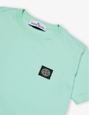 Shop Stone Island Boys Light Green Kids Logo-badge Short-sleeve Cotton-jersey T-shirt 4-14 Years