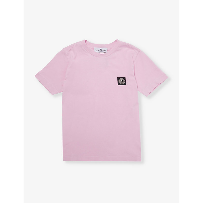 Stone Island Kids' Brand-patch Short-sleeve Cotton-jersey T-shirt 4-14 Years In Pink