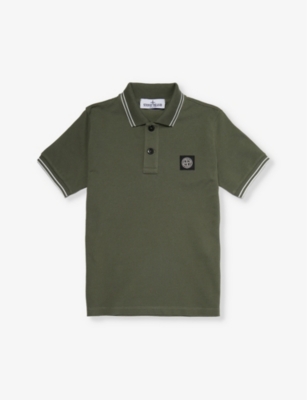STONE ISLAND: Logo-patch stretch-cotton polo shirt 4-8 years