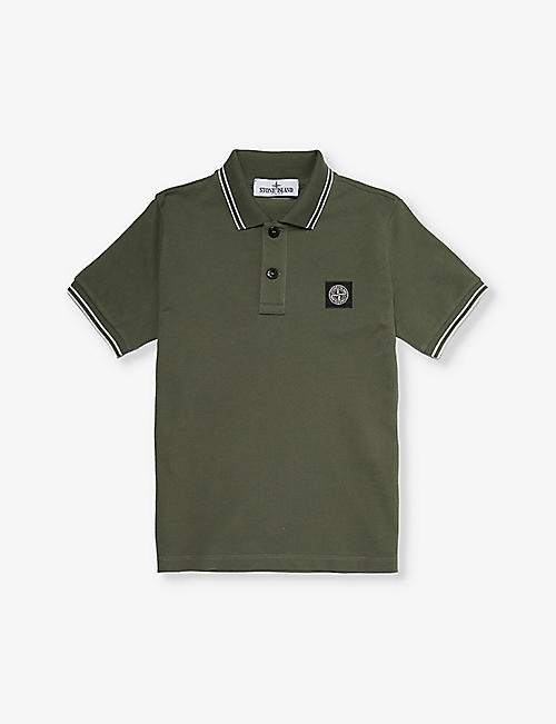 STONE ISLAND: Logo-patch stretch-cotton polo shirt 4-8 years