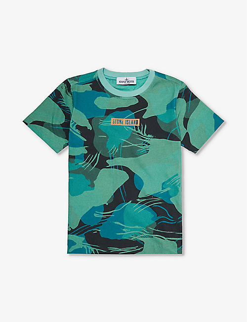 STONE ISLAND: Camouflage-print cotton-jersey T-shirt 6-12 years
