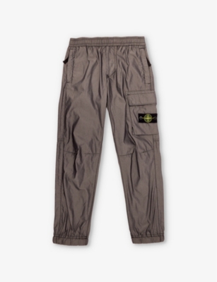STONE ISLAND: Brand-badge patch-pocket cotton-blend cargo trousers 8-14 years