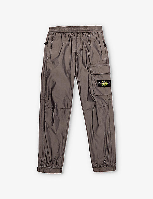 STONE ISLAND: Brand-badge patch-pocket cotton-blend cargo trousers 8-14 years