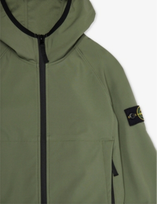 Shop Stone Island Boys Musk Kids Detachable-brand Patch Hooded Stretch-woven Jacket 6-14 Years