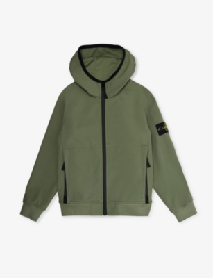 STONE ISLAND: Detachable-brand patch hooded stretch-woven jacket 6-14 years