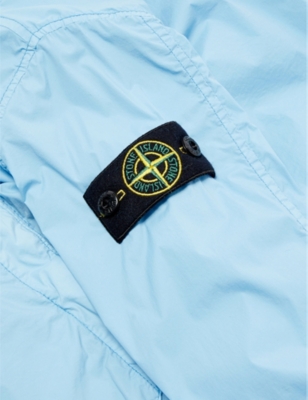 Shop Stone Island Boys Blue Kids Logo-badge Relaxed-fit Shell Jacket 4-14 Years