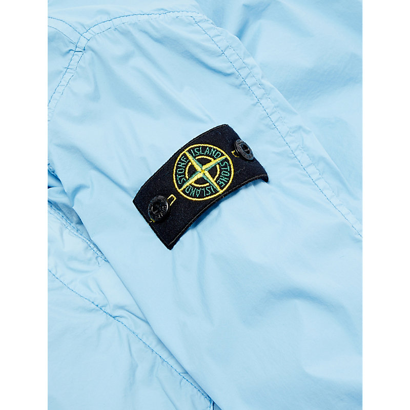 Shop Stone Island Boys Blue Kids Logo-badge Relaxed-fit Shell Jacket 4-14 Years