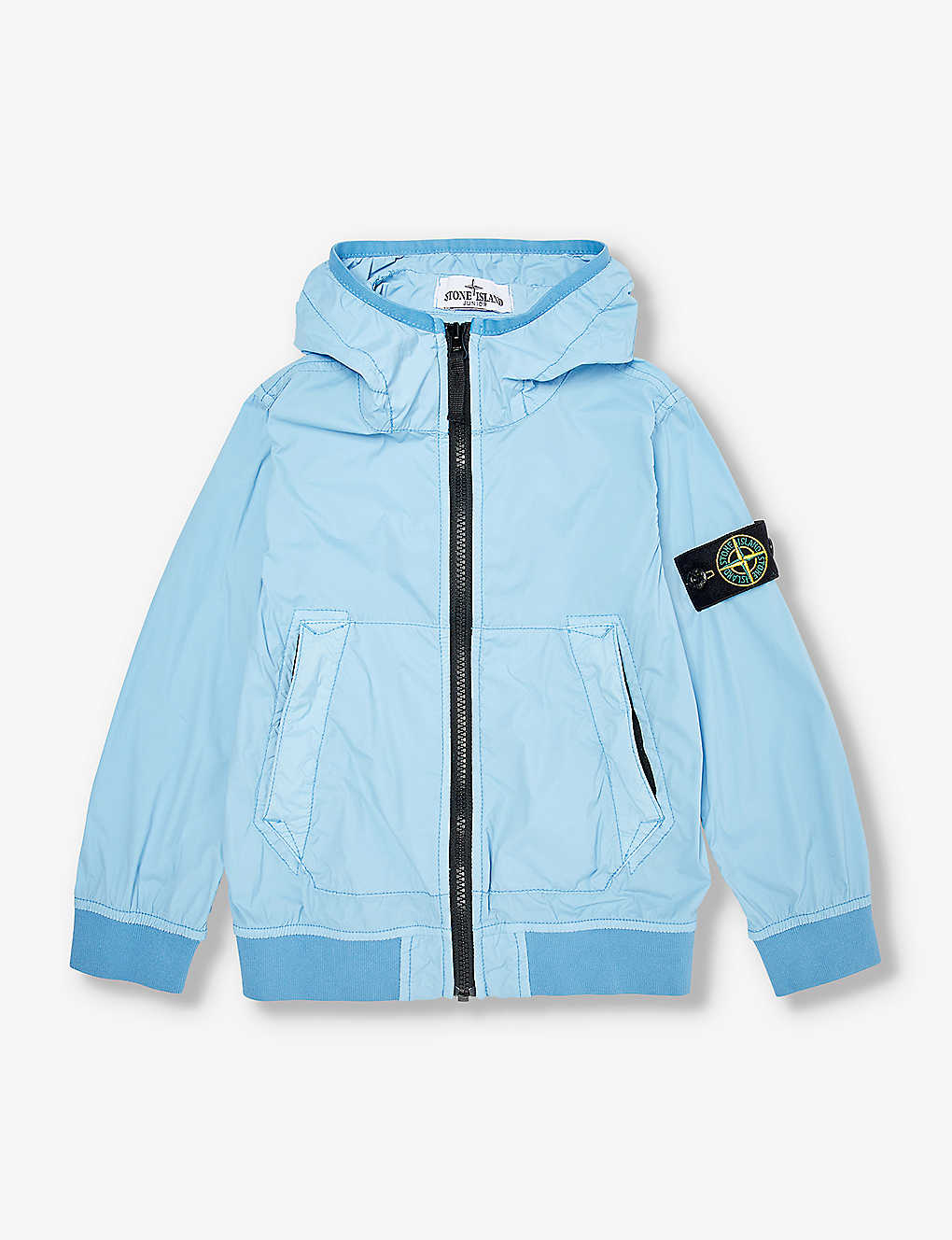 Stone Island Boys Blue Kids Logo-badge Relaxed-fit Shell Jacket 4-14 Years