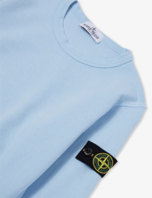 Shop Stone Island Boys Blue Kids Logo-badge Relaxed-fit Cotton-jersey Sweatshirt 4-14 Years