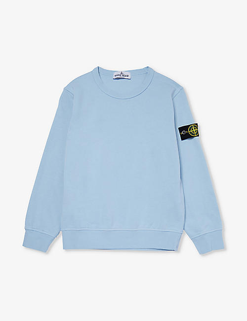 STONE ISLAND: Logo-badge relaxed-fit cotton-jersey sweatshirt 4-14 years