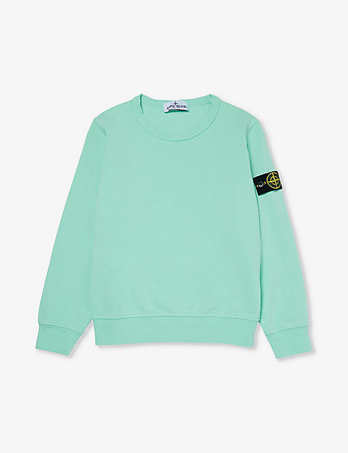 STONE ISLAND: Logo-badge relaxed-fit cotton-jersey sweatshirt 4-14 years