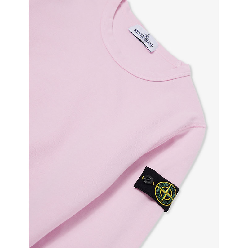 Shop Stone Island Boys Pink Kids Logo-badge Relaxed-fit Cotton-jersey Sweatshirt 4-14 Years