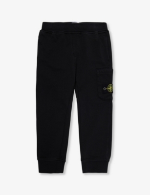 STONE ISLAND: Drawstring-waist brand-badge cotton-jersey jogging bottoms 4-14 years