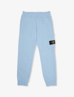 STONE ISLAND: Logo-badge relaxed-fit cotton-jersey jogging bottoms 4-14 years