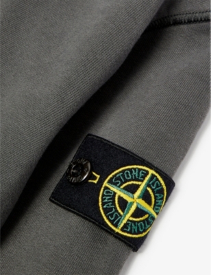 Shop Stone Island Boys Blue Grey Kids Logo-badge Relaxed-fit Cotton-jersey Hoody 4-14 Years