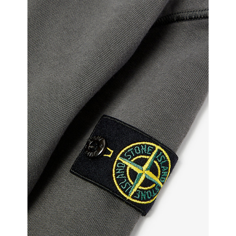 Shop Stone Island Boys Blue Grey Kids Logo-badge Relaxed-fit Cotton-jersey Hoody 4-14 Years