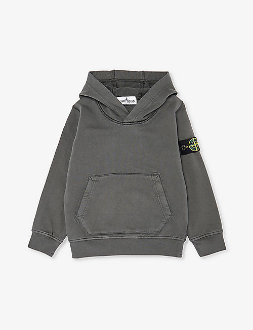 STONE ISLAND: Logo-badge relaxed-fit cotton-jersey hoody 4-14 years