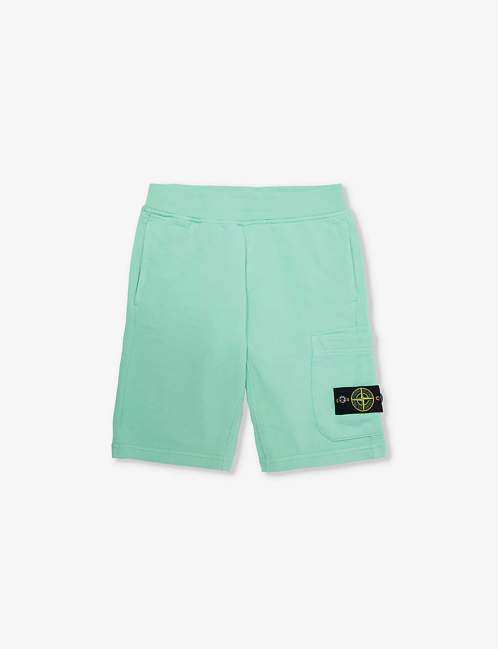 Stone Island Kids' Brand-badge Elasticated-waist Cotton-jersey Shorts 4-14 Years In Light Green