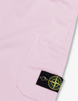 Shop Stone Island Boys Pink Kids Logo-badge Cotton-jersey Shorts 4-8 Years