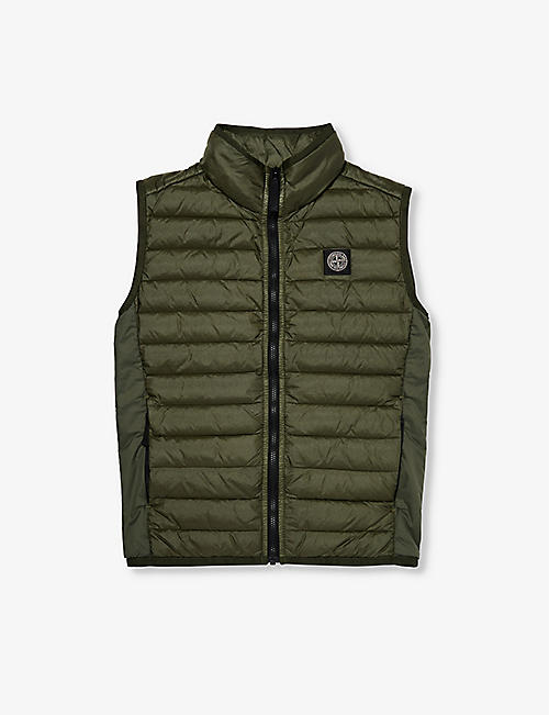 STONE ISLAND: Brand-embroidered funnel-neck shell gilet 4-14 years