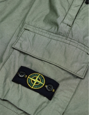 Shop Stone Island Bermuda Logo-patch Shell Shorts 6-14 Years In Olive