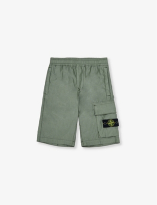 STONE ISLAND: Bermuda logo-patch shell shorts 6-14 years