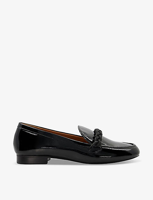 DUNE: Giuliettas crystal-embellished faux-leather loafers