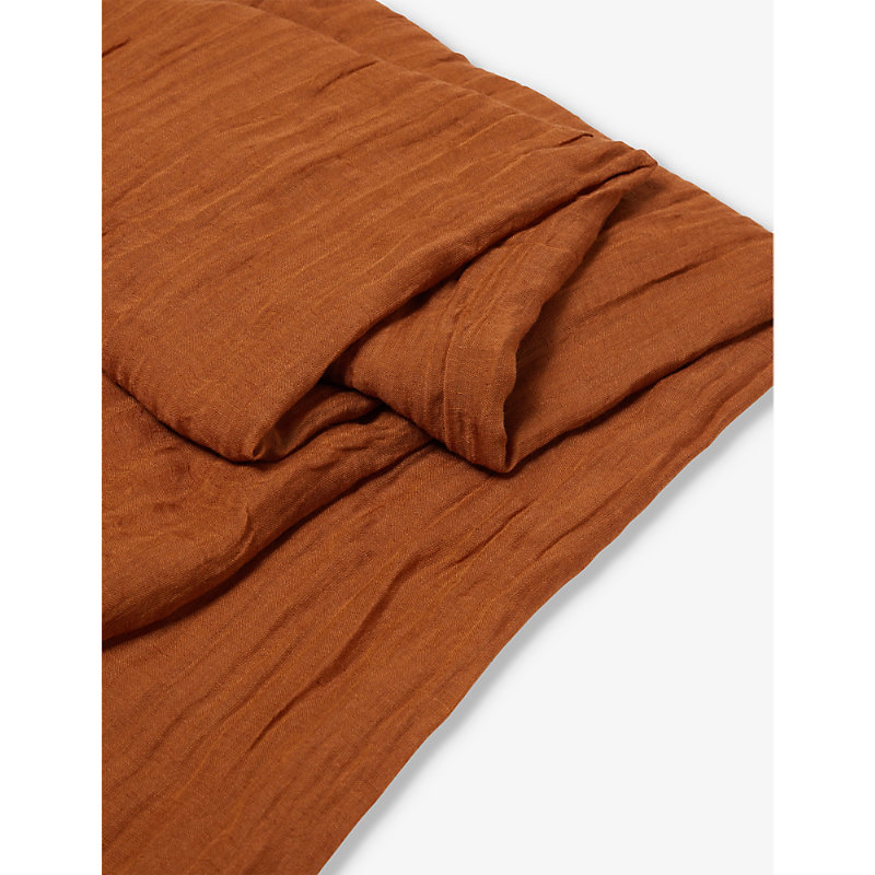 Shop Rick Owens Fringed Semi-sheer Linen-blend Scarf In Clay