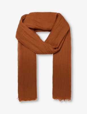 RICK OWENS: Fringed semi-sheer linen-blend scarf