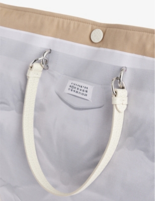 Shop Maison Margiela Womens Taupe/greige Trompe L'oeil-design Cotton-blend Tote Bag