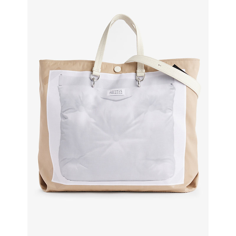 Maison Margiela Graphic-print Tote Bag In Taupe/greige