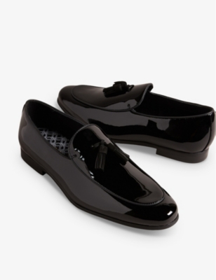 Shop Ted Baker Men's Black Erolll Tassel-embellished Patent-leather Loafers