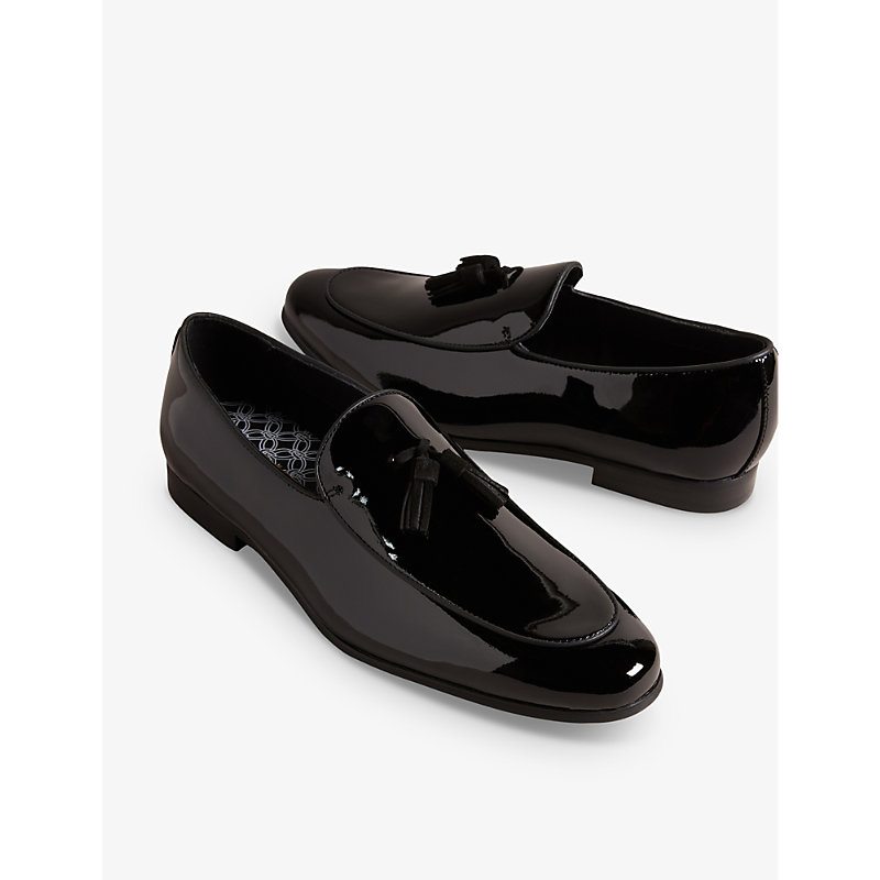 Shop Ted Baker Erolll Tassel-embellished Patent-leather Loafers In Black