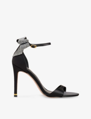 TED BAKER: Hemary rhinestone-embellished bow faux-leather heeled sandals